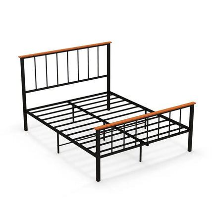 Full/Queen Bed Frame with Headboard and Footboard-Queen Size - Black - Simple Bed Frame