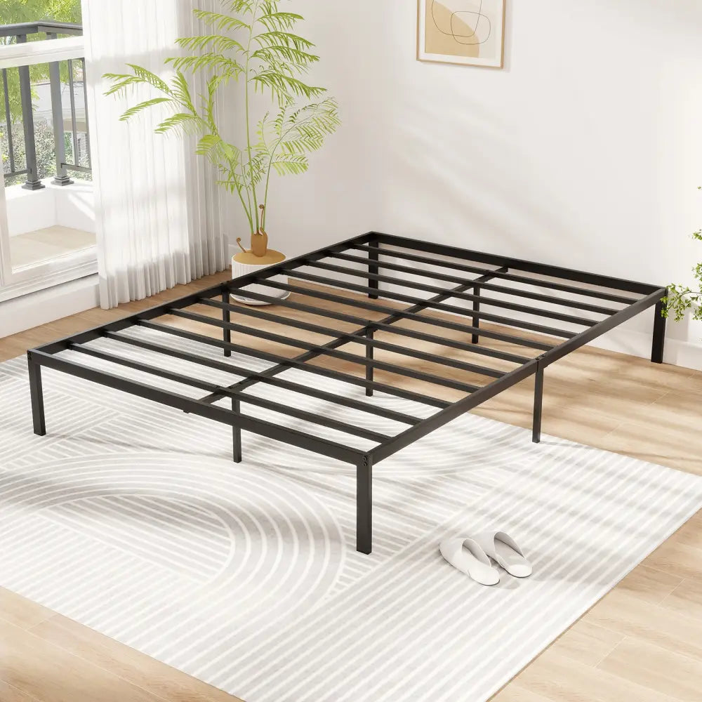 Full/Queen/King Size Metal Bed Frame Heavy Duty Support Slats Mattress Foundation-Full Size - Black - Simple Bed Frame
