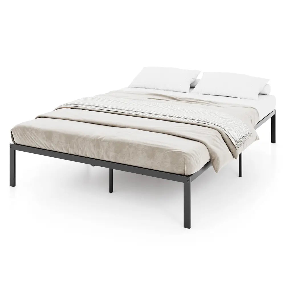 Full/Queen/King Size Metal Bed Frame Heavy Duty Support Slats Mattress Foundation-Full Size - Black - Simple Bed Frame