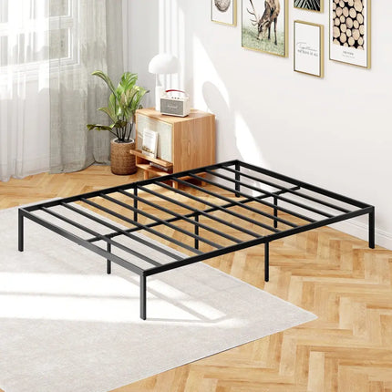 Full/Queen/King Size Metal Bed Frame Heavy Duty Support Slats Mattress Foundation-Queen Size - Black - Simple Bed Frame