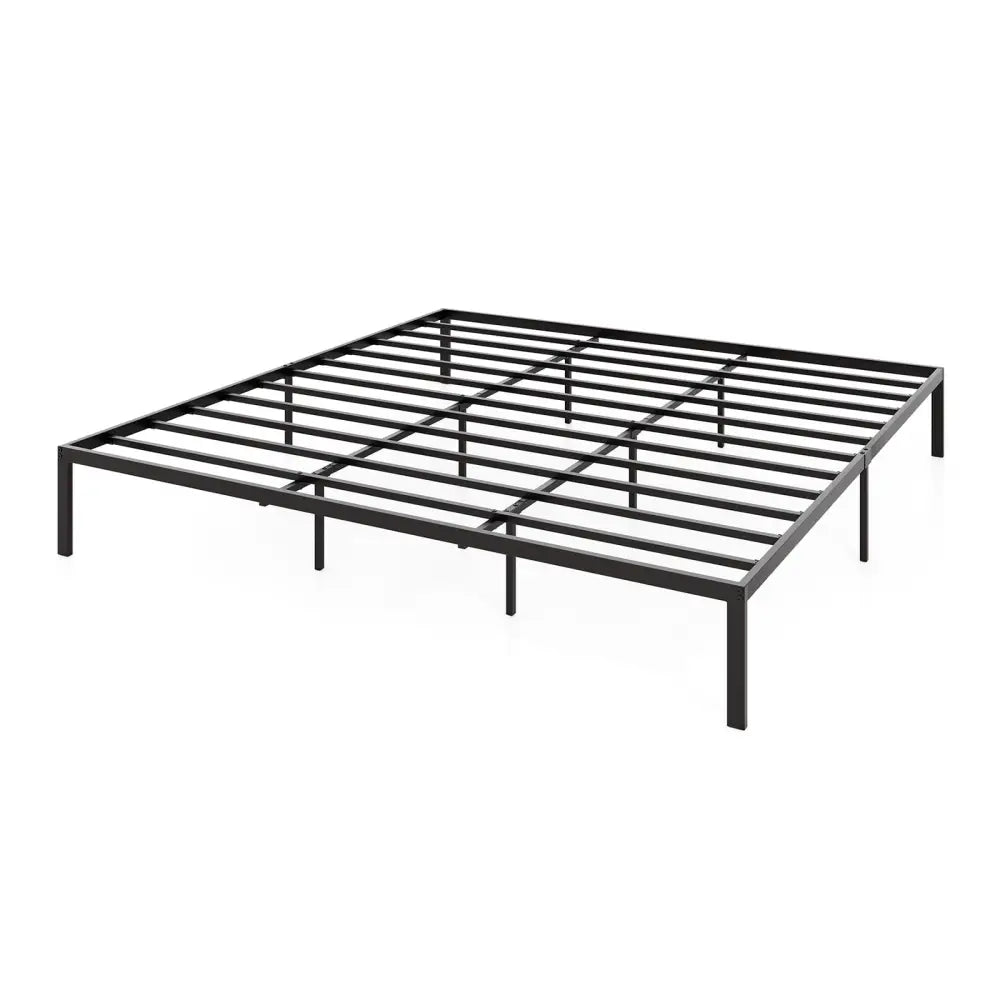 Full/Queen/King Size Metal Bed Frame Heavy Duty Support Slats Mattress Foundation-King Size - Black - Simple Bed Frame