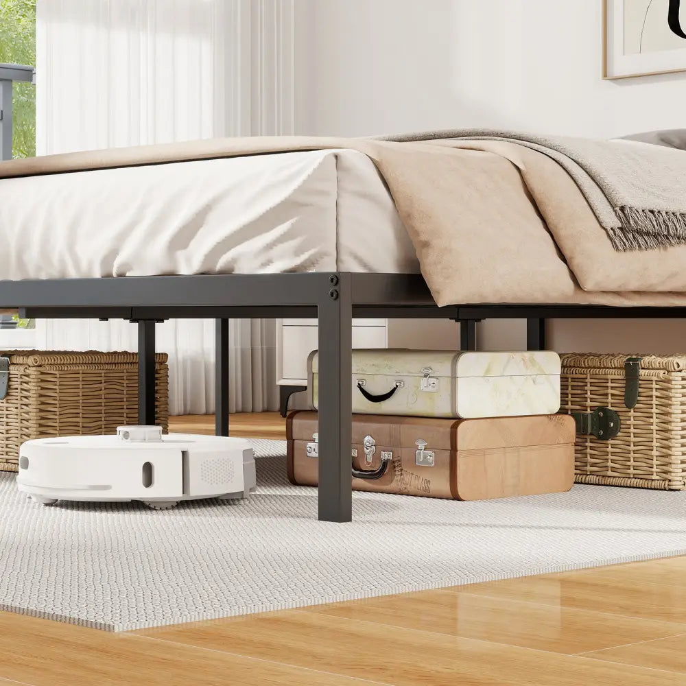 Full/Queen/King Size Metal Bed Frame Heavy Duty Support Slats Mattress Foundation-Full Size - Black - Simple Bed Frame