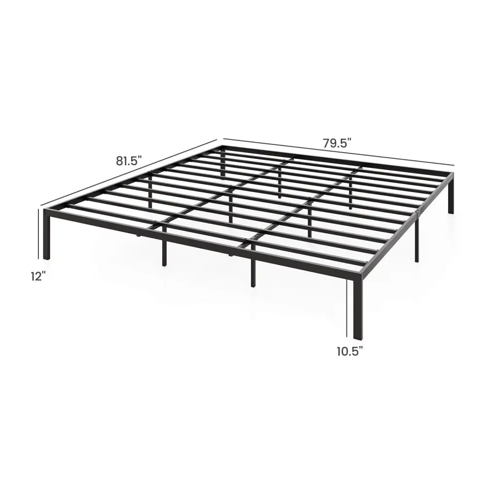 Full/Queen/King Size Metal Bed Frame Heavy Duty Support Slats Mattress Foundation-King Size - Black - Simple Bed Frame