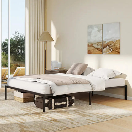Full/Queen/King Size Metal Bed Frame Heavy Duty Support Slats Mattress Foundation-Queen Size - Black - Simple Bed Frame
