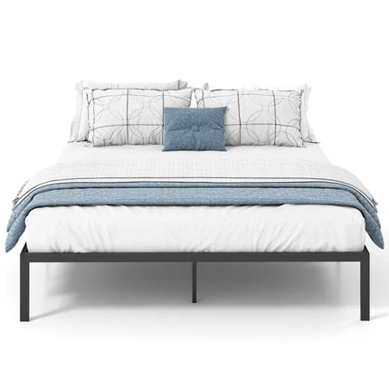 Full/Queen/King Size Metal Bed Frame Heavy Duty Support Slats Mattress Foundation-Queen Size - Black - Simple Bed Frame
