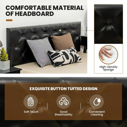 Full/Queen PU Leather Upholstered Platform Bed with 4 Drawers-Full Size - Simple Bed Frame