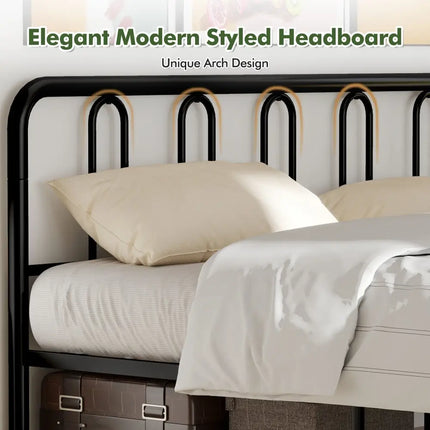 Full/Queen Size Metal Bed Frame with Headboard and Footboard-King Size - Black - Simple Bed Frame