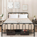 Full/Queen Size Metal Bed Frame with Headboard and Footboard-Queen Size - Black - Simple Bed Frame