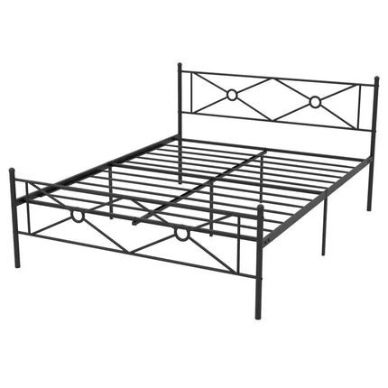 Full/Queen Size Metal Platform Bed Frame with Headboard and Footboard-Queen Size - Black - Simple Bed Frame