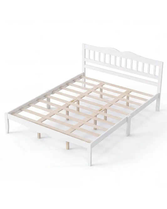 Full/Queen Size Modern Farmhouse Style Bed Frame with Solid Wood Frame-QueenSize - Simple Bed Frame