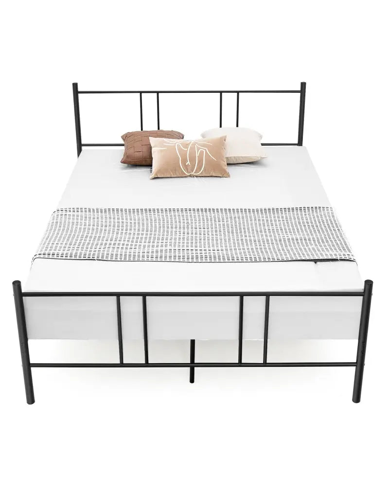 Full/Queen Size Platform Bed Frame with High Headboard-Queen Size - Black - Simple Bed Frame