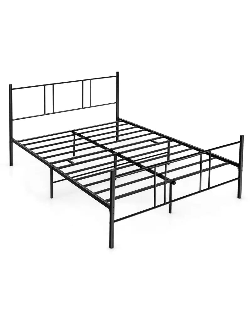 Full/Queen Size Platform Bed Frame with High Headboard-Queen Size - Black - Simple Bed Frame