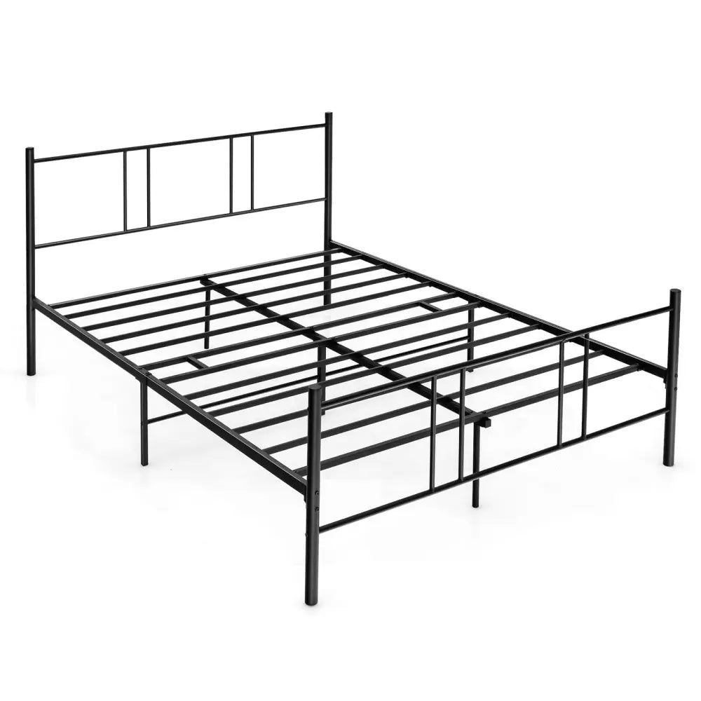 Full/Queen Size Platform Bed Frame with High Headboard-Queen Size - Black - Simple Bed Frame