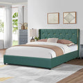 Full/Queen Size Upholstered Bed Frame with 4 Drawers-Green-Full Size - Green - Simple Bed Frame