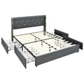 Full/Queen Size Upholstered Bed Frame with 4 Storage Drawers-Full Size - Black - Simple Bed Frame