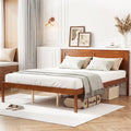 Full/Queen/Twin Size Bed Frame Farmhouse Wooden Platform Bed with Headboard-Queen Size - Simple Bed Frame