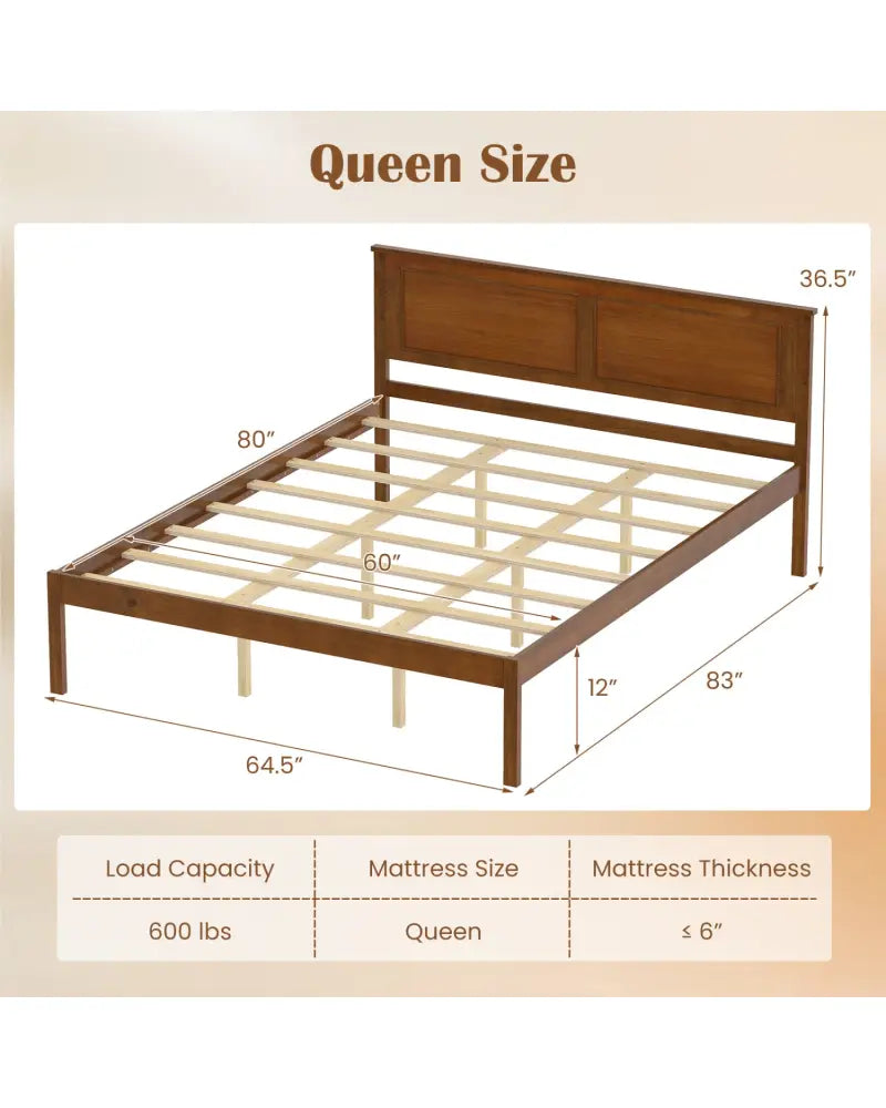 Full/Queen/Twin Size Bed Frame Farmhouse Wooden Platform Bed with Headboard-Queen Size - Simple Bed Frame