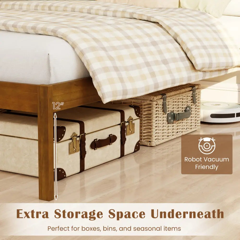 Full/Queen/Twin Size Bed Frame Farmhouse Wooden Platform Bed with Headboard-Queen Size - Simple Bed Frame