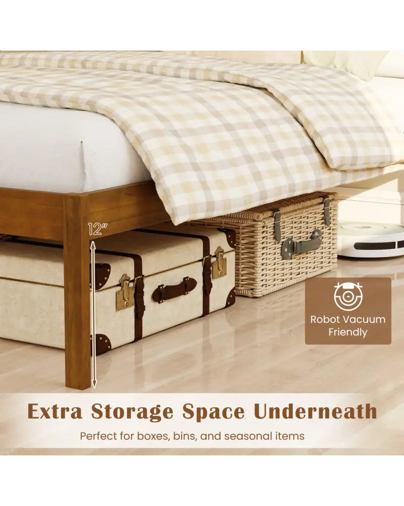 Full/Queen/Twin Size Bed Frame Farmhouse Wooden Platform Bed with Headboard-Queen Size - Simple Bed Frame