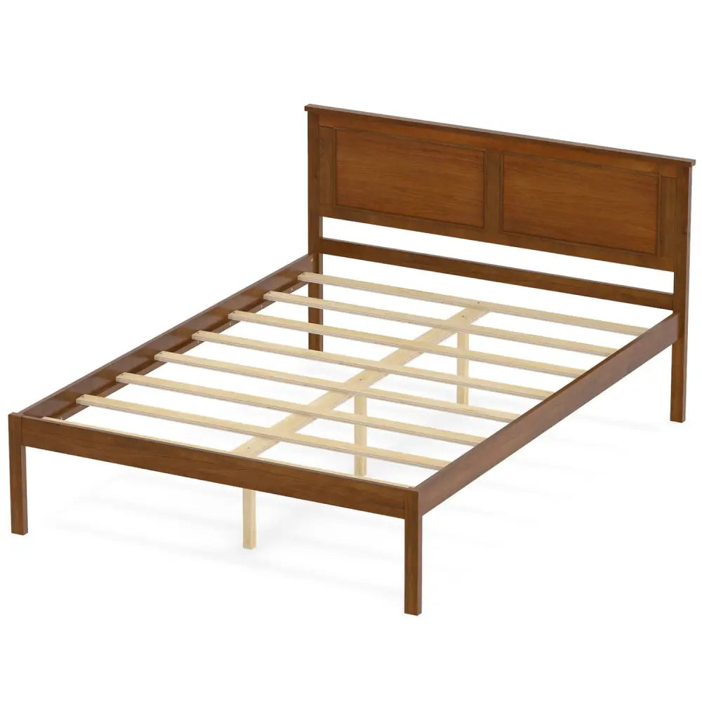 Full/Queen/Twin Size Bed Frame Farmhouse Wooden Platform Bed with Headboard-Full Size - Simple Bed Frame