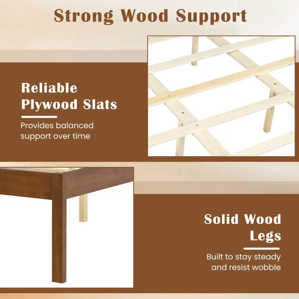 Full/Queen/Twin Size Bed Frame Farmhouse Wooden Platform Bed with Headboard-Queen Size - Simple Bed Frame