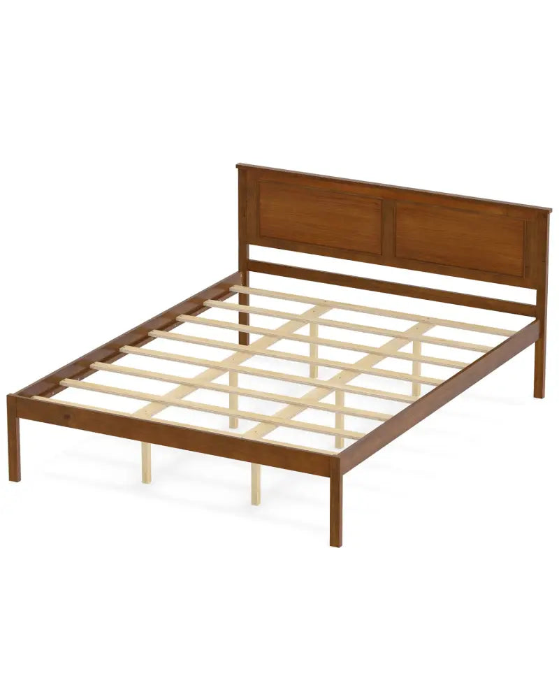 Full/Queen/Twin Size Bed Frame Farmhouse Wooden Platform Bed with Headboard-Queen Size - Simple Bed Frame