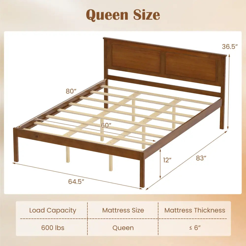 Full/Queen/Twin Size Bed Frame Farmhouse Wooden Platform Bed with Headboard-Queen Size - Simple Bed Frame