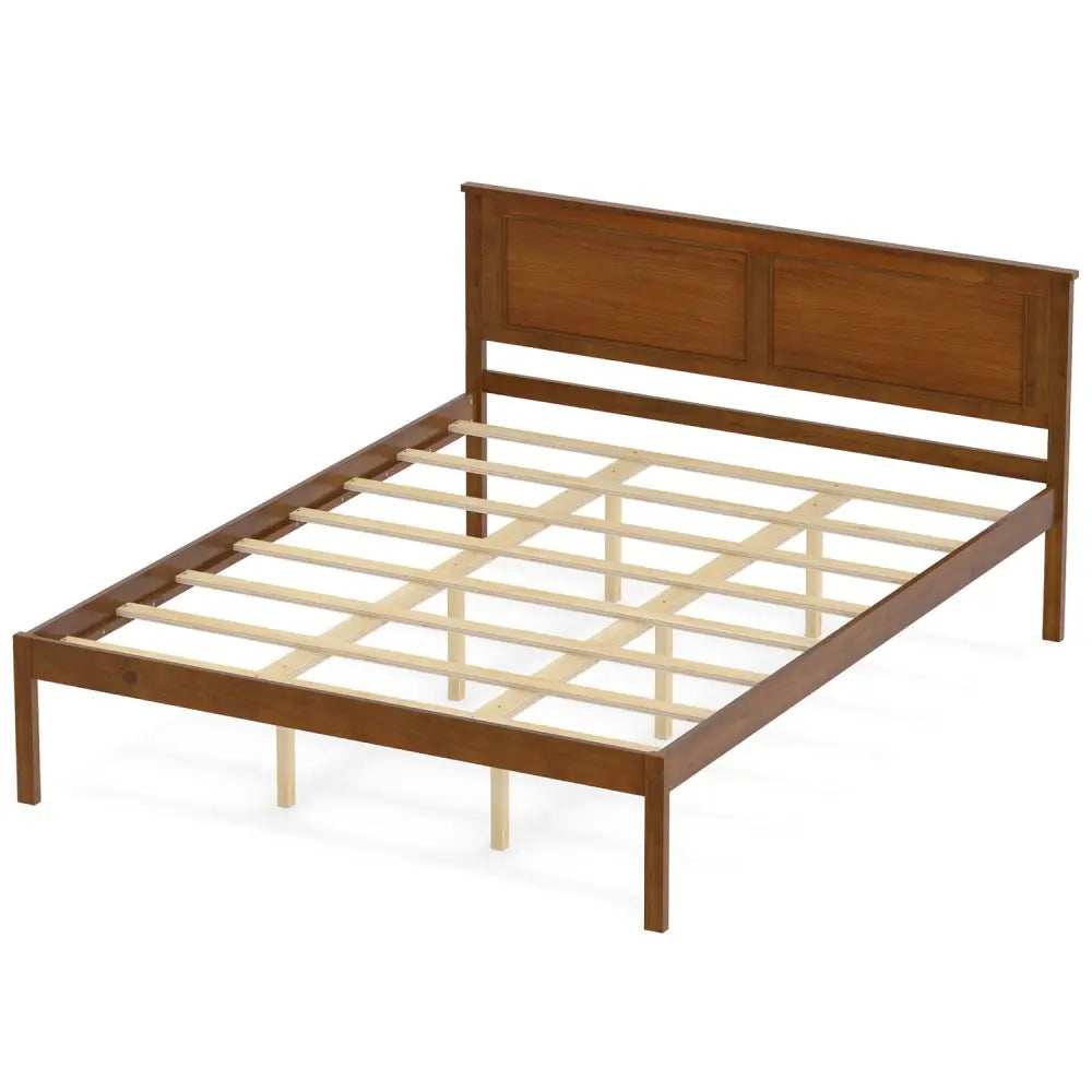Full/Queen/Twin Size Bed Frame Farmhouse Wooden Platform Bed with Headboard-Queen Size - Simple Bed Frame