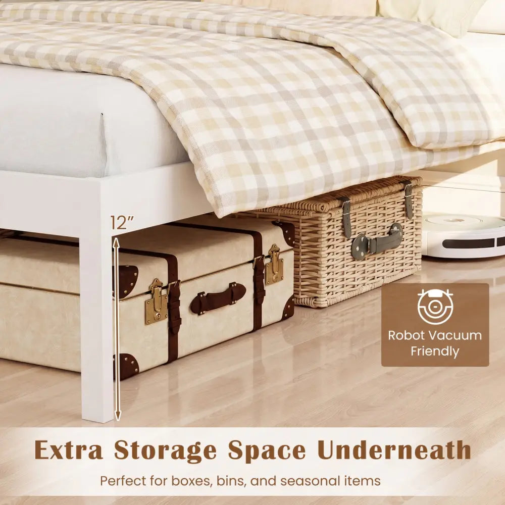Full/Queen/Twin Size Bed Frame Farmhouse Wooden Platform Bed with Headboard White-Full Size - Simple Bed Frame