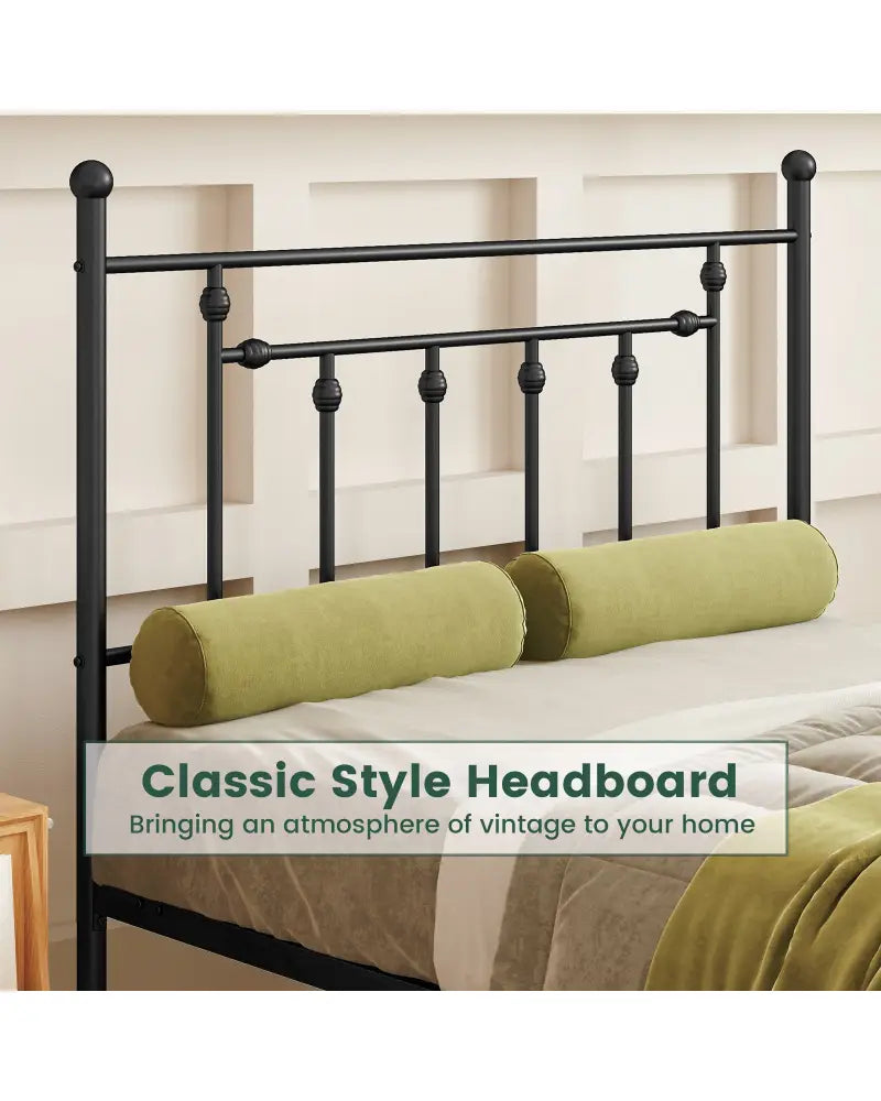Full/Queen/Twin Size Heavy-duty Metal Bed Frame with Headboard-Full Size - Black - Simple Bed Frame