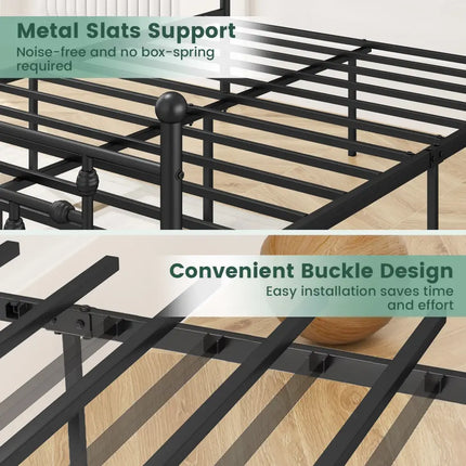 Full/Queen/Twin Size Heavy-duty Metal Bed Frame with Headboard-Full Size - Black - Simple Bed Frame