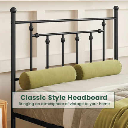 Full/Queen/Twin Size Heavy-duty Metal Bed Frame with Headboard-Full Size - Black - Simple Bed Frame
