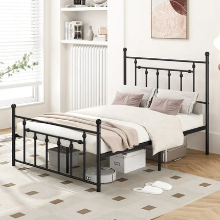 Full/Queen/Twin Size Heavy-duty Metal Bed Frame with Headboard-Full Size - Black - Simple Bed Frame