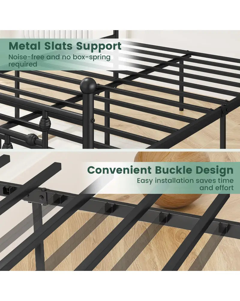 Full/Queen/Twin Size Heavy-duty Metal Bed Frame with Headboard-Full Size - Black - Simple Bed Frame