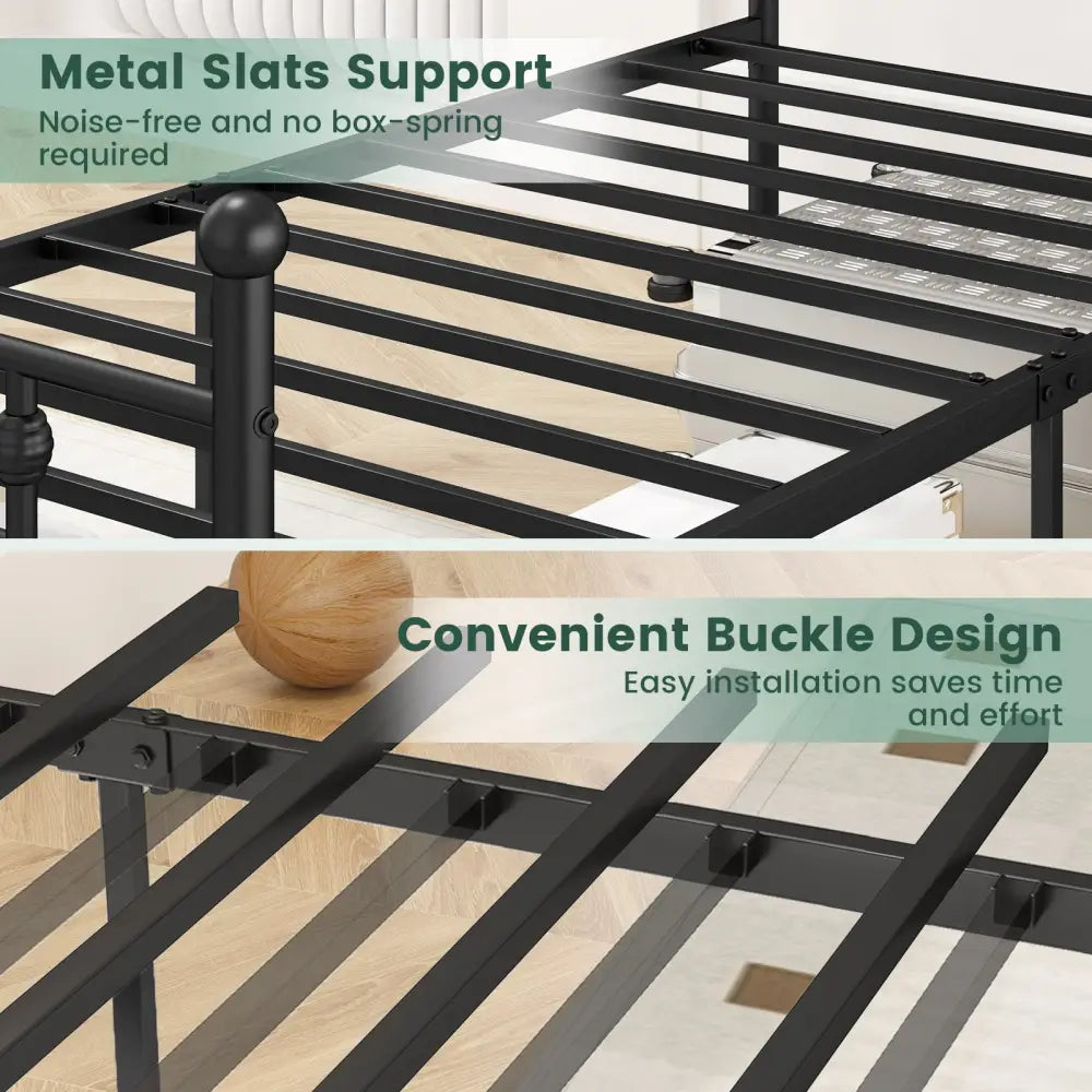 Full/Queen/Twin Size Heavy-duty Metal Bed Frame with Headboard-Twin Size - Black - Simple Bed Frame