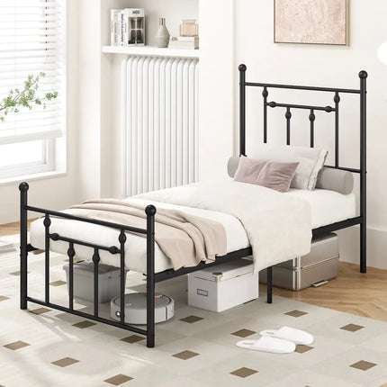 Full/Queen/Twin Size Heavy-duty Metal Bed Frame with Headboard-Twin Size - Black - Simple Bed Frame
