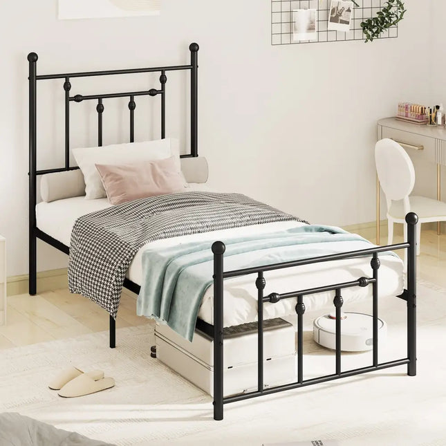 Full/Queen/Twin Size Heavy-duty Metal Bed Frame with Headboard-Twin Size - Black - Simple Bed Frame