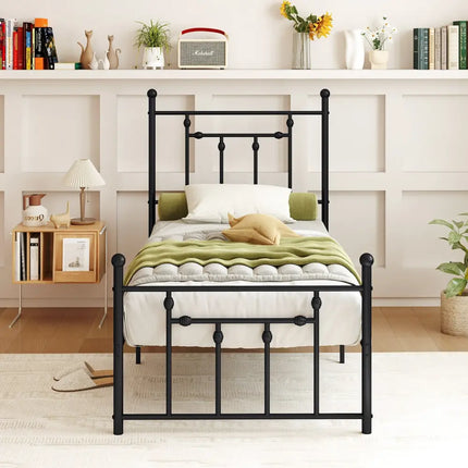 Full/Queen/Twin Size Heavy-duty Metal Bed Frame with Headboard-Twin Size - Black - Simple Bed Frame