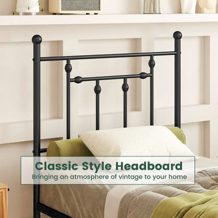 Full/Queen/Twin Size Heavy-duty Metal Bed Frame with Headboard-Twin Size - Black - Simple Bed Frame