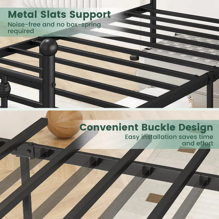 Full/Queen/Twin Size Heavy-duty Metal Bed Frame with Headboard-Twin Size - Black - Simple Bed Frame