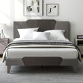 Full/Queen/Twin Velvet Upholstered Bed Frame with High Headboard-Queen Size - Gray - Simple Bed Frame