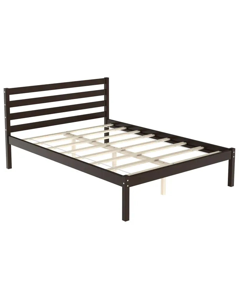 Full Size Bed frame Foundation with Solid Wooden Slat Suppor - Simple Bed Frame