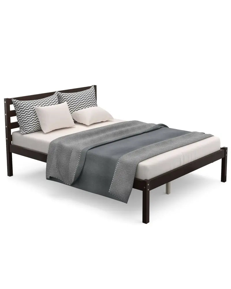 Full Size Bed frame Foundation with Solid Wooden Slat Suppor - Simple Bed Frame