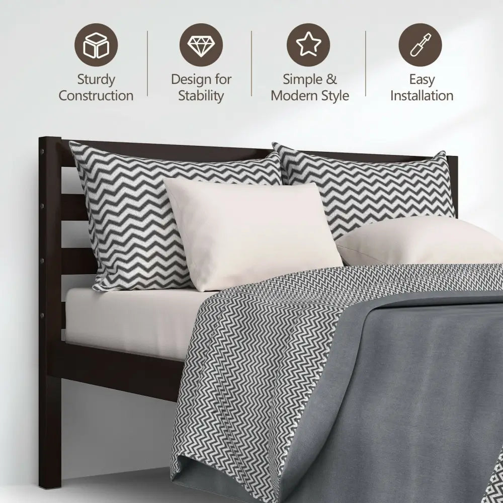 Full Size Bed frame Foundation with Solid Wooden Slat Suppor - Simple Bed Frame