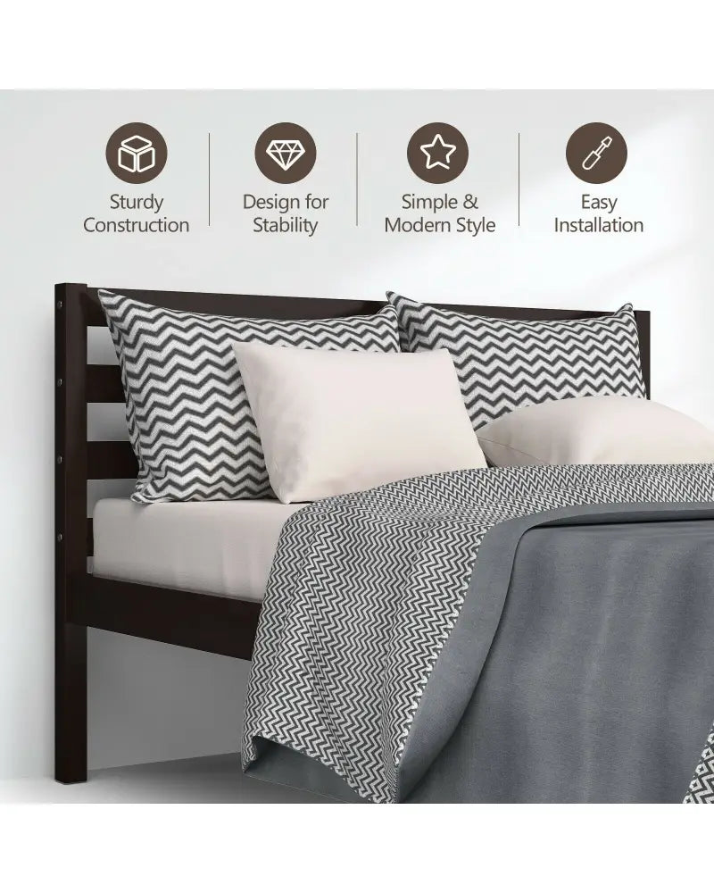 Full Size Bed frame Foundation with Solid Wooden Slat Suppor - Simple Bed Frame