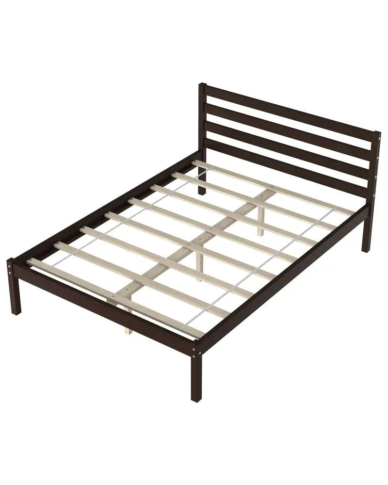 Full Size Bed frame Foundation with Solid Wooden Slat Suppor - Simple Bed Frame