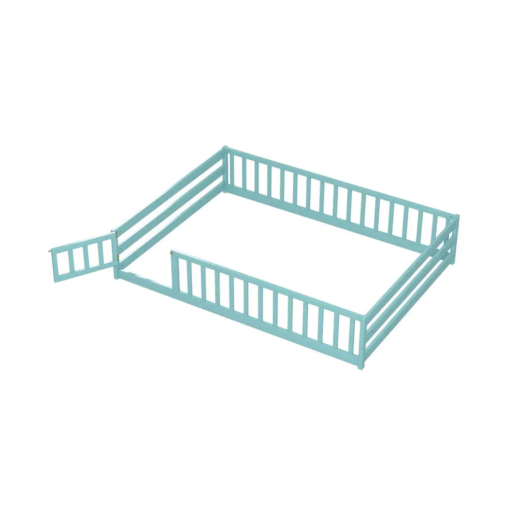 Full Size Floor Bed with Full Length Safety Guardrails-Dark Green - Dark Green - Toddler Beds