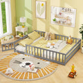 Full Size Floor Bed with Full Length Safety Guardrails-Gray - Gray - Toddler Beds