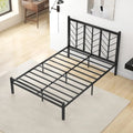 Full Size Platform Bed with Headboard and Metal Frame-Full Size - Black - Simple Bed Frame