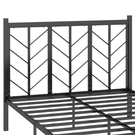 Full Size Platform Bed with Headboard and Metal Frame-Full Size - Black - Simple Bed Frame
